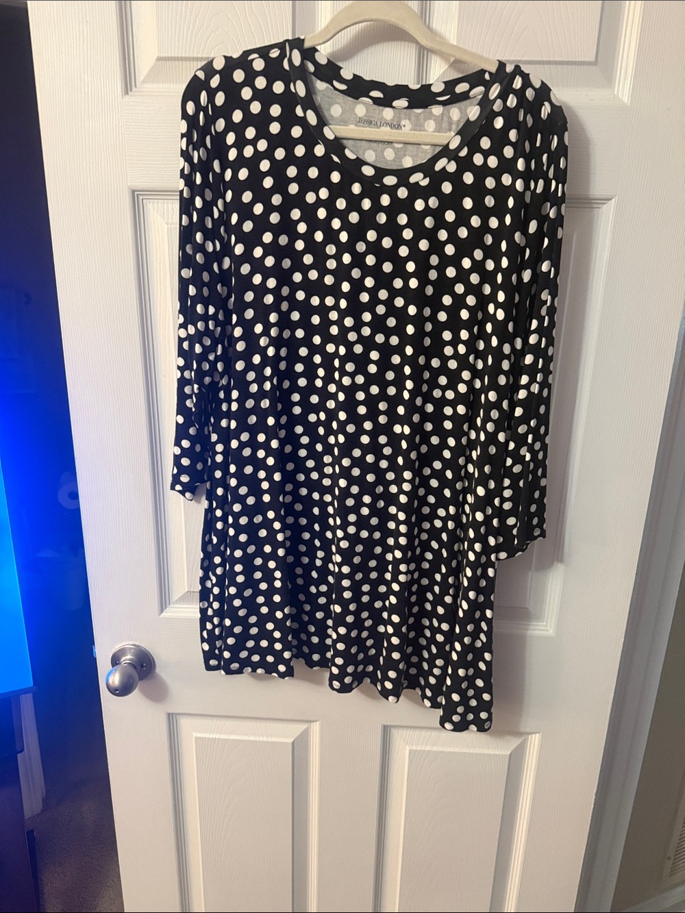 Jessica London Black and White Polka Dot Tunic